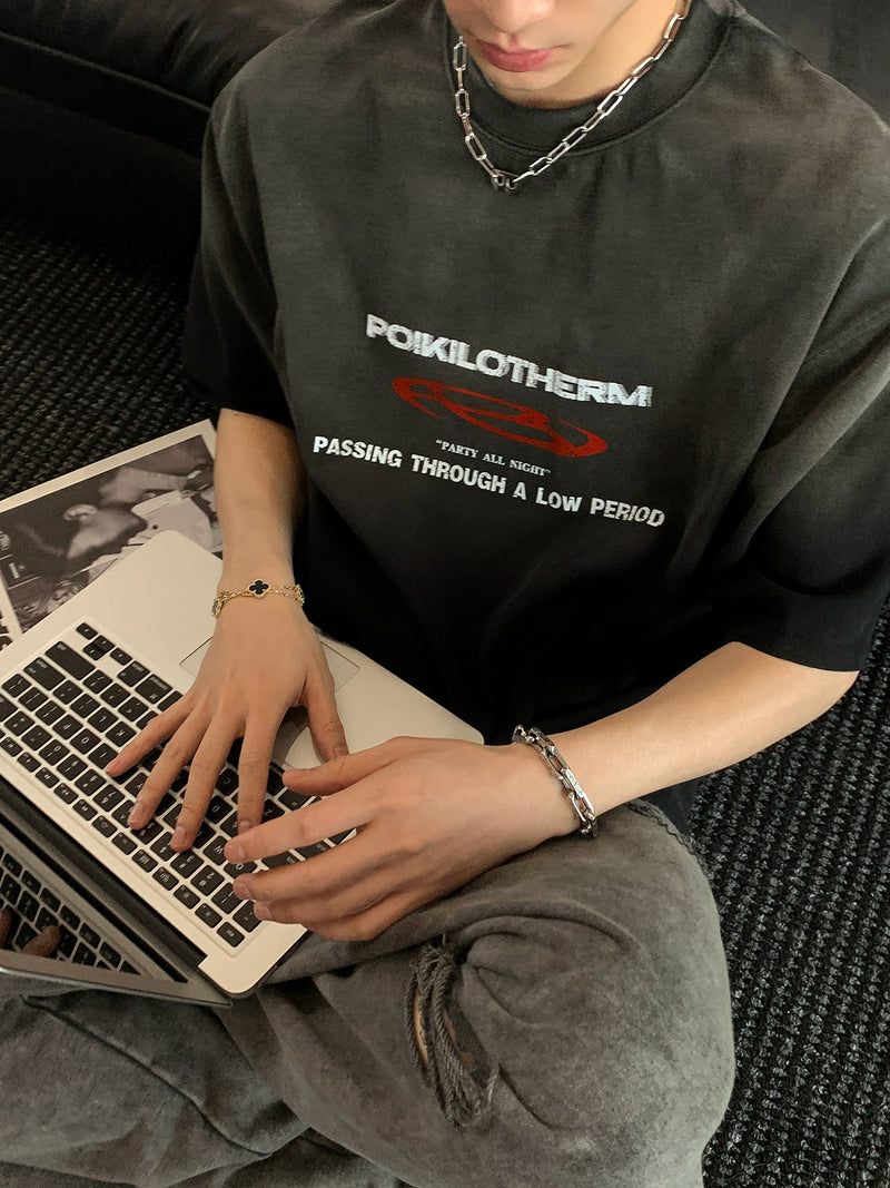 クラックドロゴ フロントプリントTシャツ
