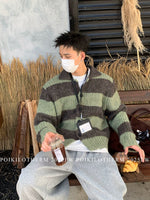 コントラストストライプ レイジーカーディガン