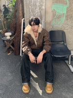 PUレザー フードファージャケット