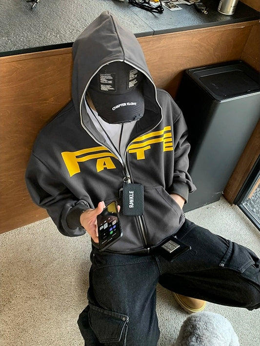 コントラスト レーシングロゴ ジップパーカー