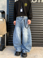 ストリート シミターバギーデニムパンツ