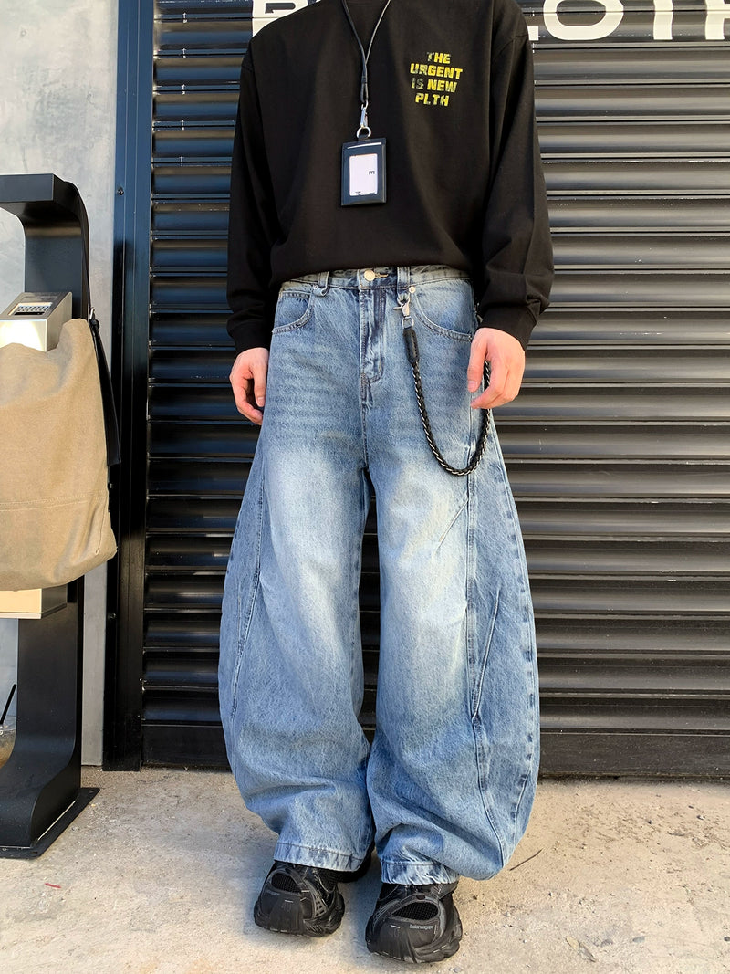 ストリート シミターバギーデニムパンツ