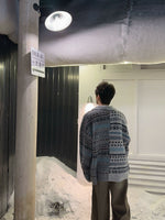 フェアアイル柄 コントラスト ニットカーディガン