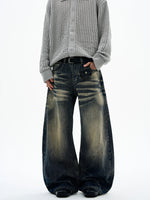 ウォッシュ加工 バレルレッグ バギージーンズ