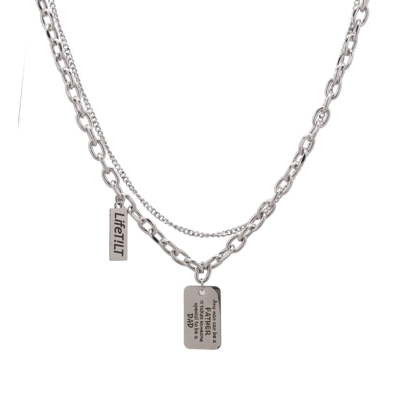 ダブルレイヤー ドッグタグチェーンネックレス