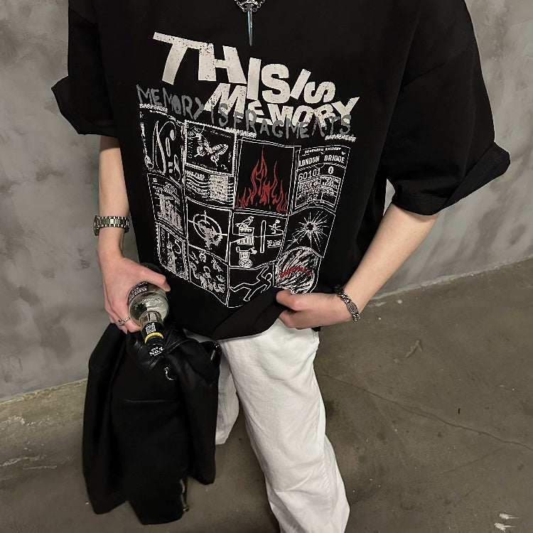 メモリアル グリッドプリントTシャツ