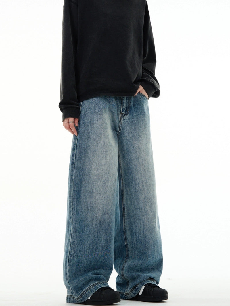 ヴィンテージ風ウォッシュストレートデニムパンツ – KXCK ヴィンテージ風ウォッシュストレートデニムパンツ – KXCK