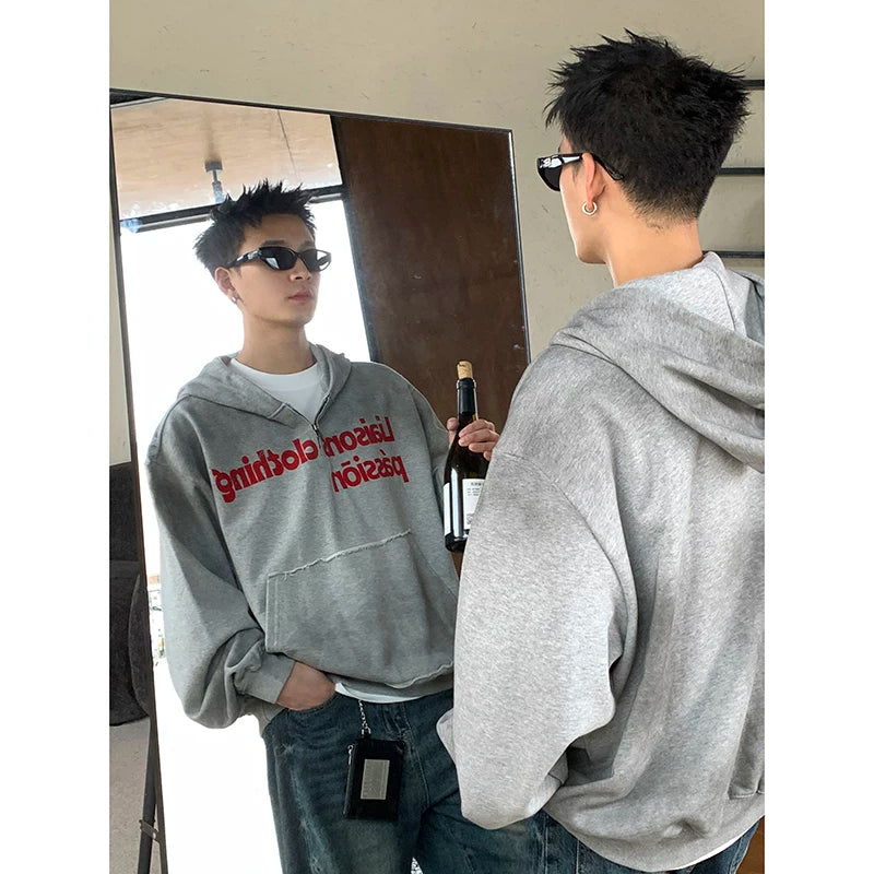 スマッジレタリング ハーフジップパーカー