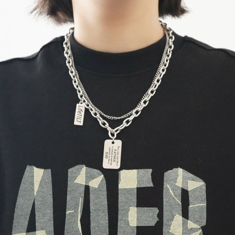 ダブルレイヤー ドッグタグチェーンネックレス