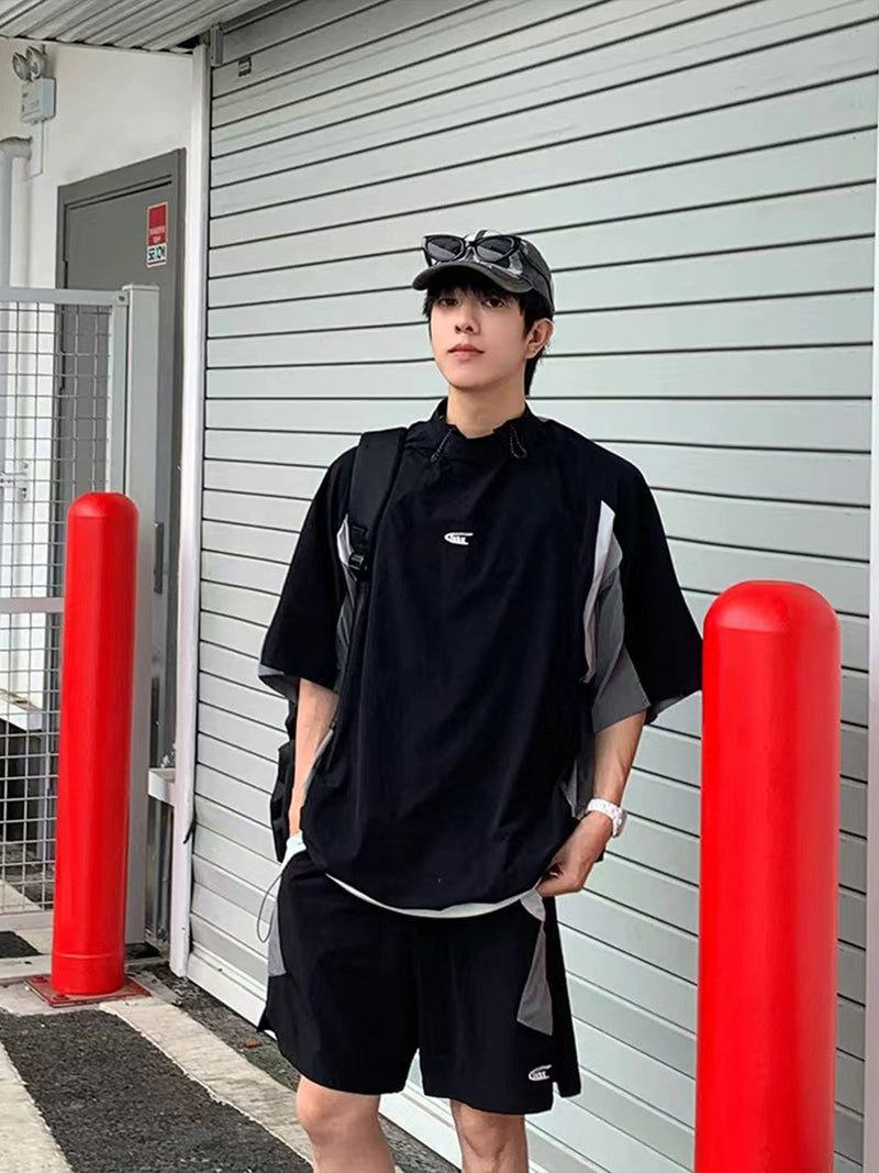 レトロバイカラー サマーTシャツ/ハーフパンツ セットアップ