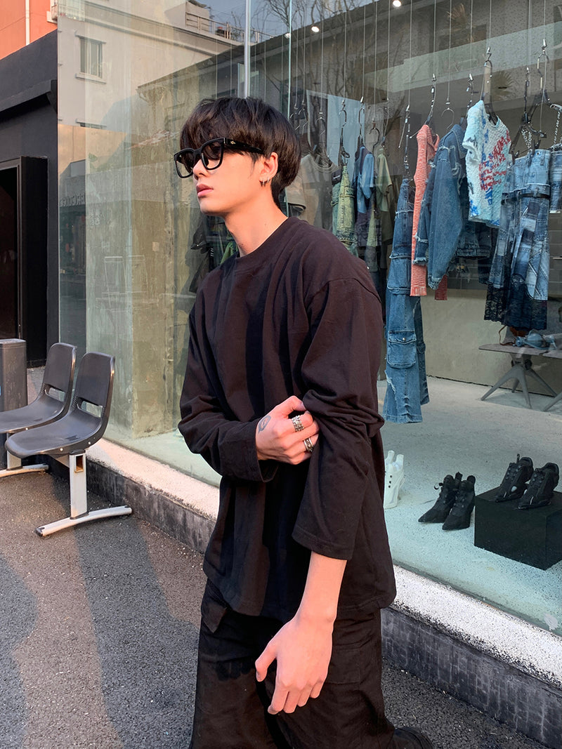 シンプル ストリート ロングTシャツ