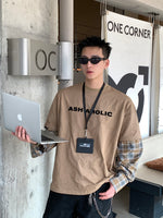 着脱式 インナーチェックシャツ付き Tシャツ