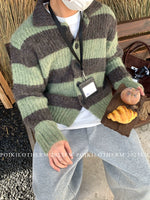 コントラストストライプ レイジーカーディガン