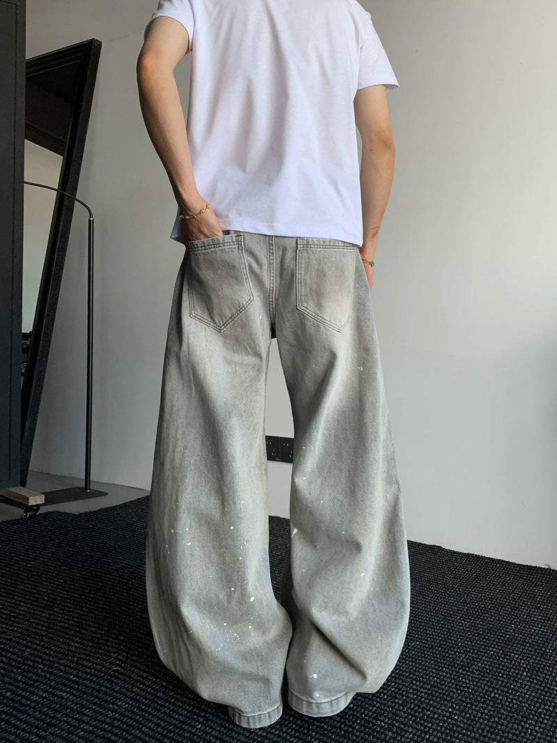 インク リッピングダメージ バギーデニムパンツ