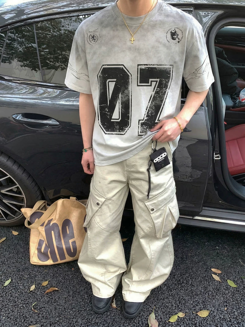 レトロ 07ナンバリング ウォッシュTシャツ