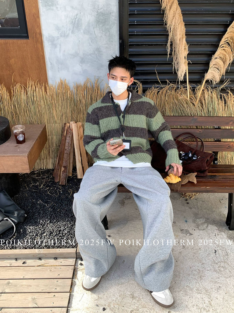 コントラストストライプ レイジーカーディガン