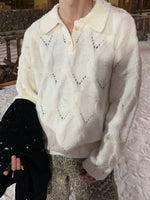 ダイヤチェック柄 ツイストポロセーター