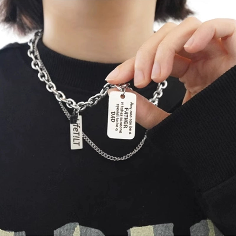 ダブルレイヤー ドッグタグチェーンネックレス
