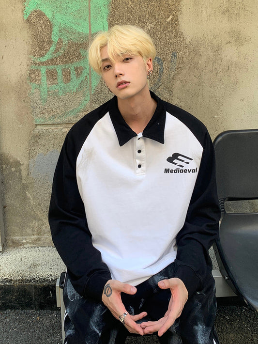 モノクロコントラストロゴ ポロシャツ