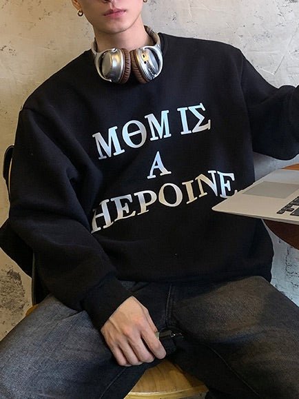 短丈ルーズ 裏起毛レタリングトレーナー