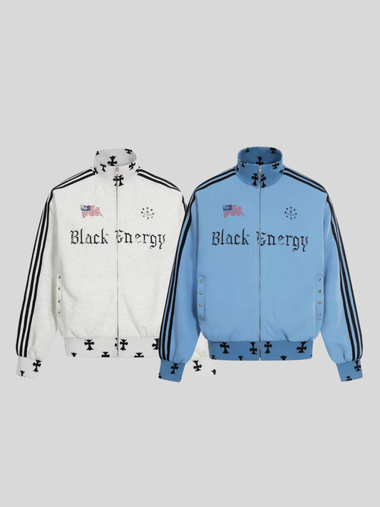 クロスパターン サイドライン スウェット トラックジャケット